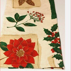 Christmas Dinner Napkins Set of Eight Poinsettia Cotton 20 Inch Floral Rustic